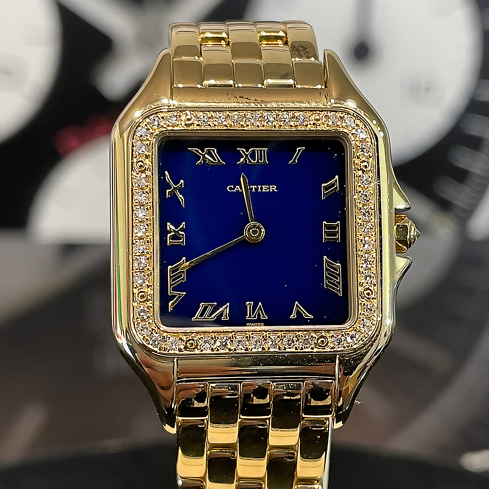Cartier Panthère Carrée Yellow Gold Blue Dial Large Size